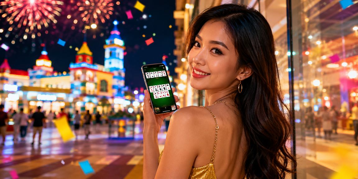 Meja permainan kad kasino 1070 dengan suasana malam yang meriah di Malaysia
